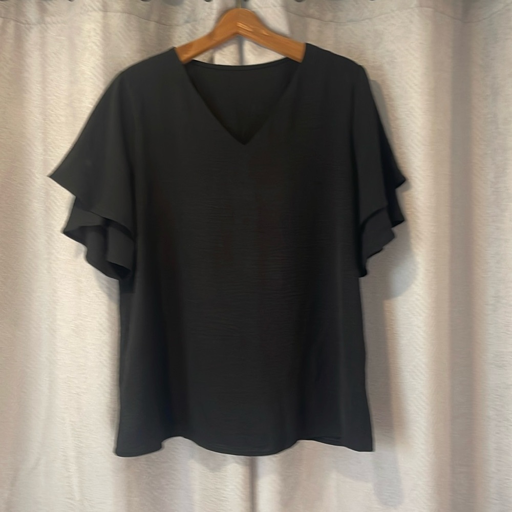 Black Ruffle Top